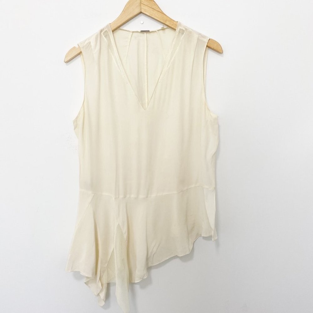Elie Tahari Cream Asymmetrical Blouse Size Small